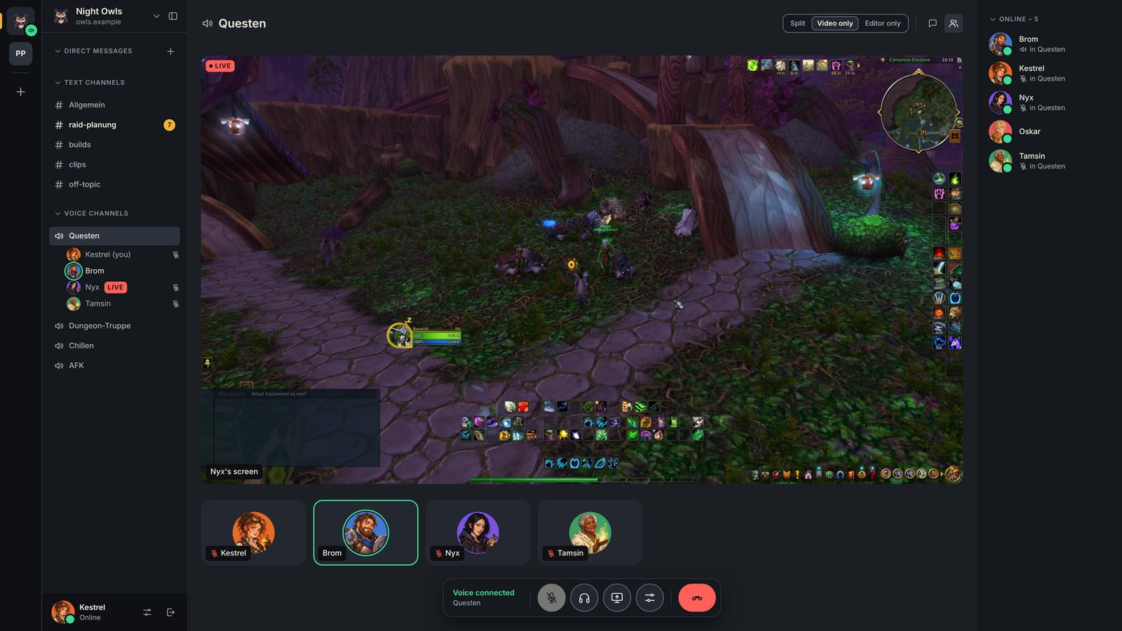 Palaver: voice channel with a shared screen